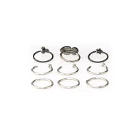 Multi-Pack CZ Star Black and Silvertone Hoop and Half Hoop Nose Rings 9 Pack - 20 Gauge