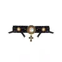 Pearl-Effect Cross Dangle Choker Necklace