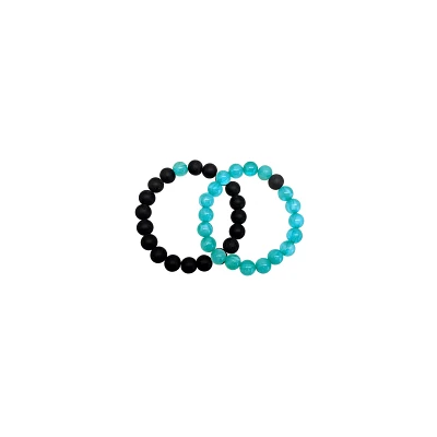 Teal and Black Long Distance Beaded Bracelets - 2 Pack