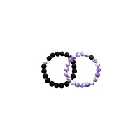 Black and Purple Swirl Long Distance Beaded Bracelets - 2 Pack