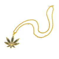 CZ Goldplated Weed Leaf Chain Necklace