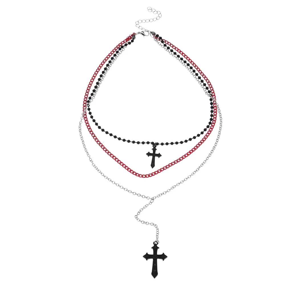 Triple Row Cross Chain Necklace