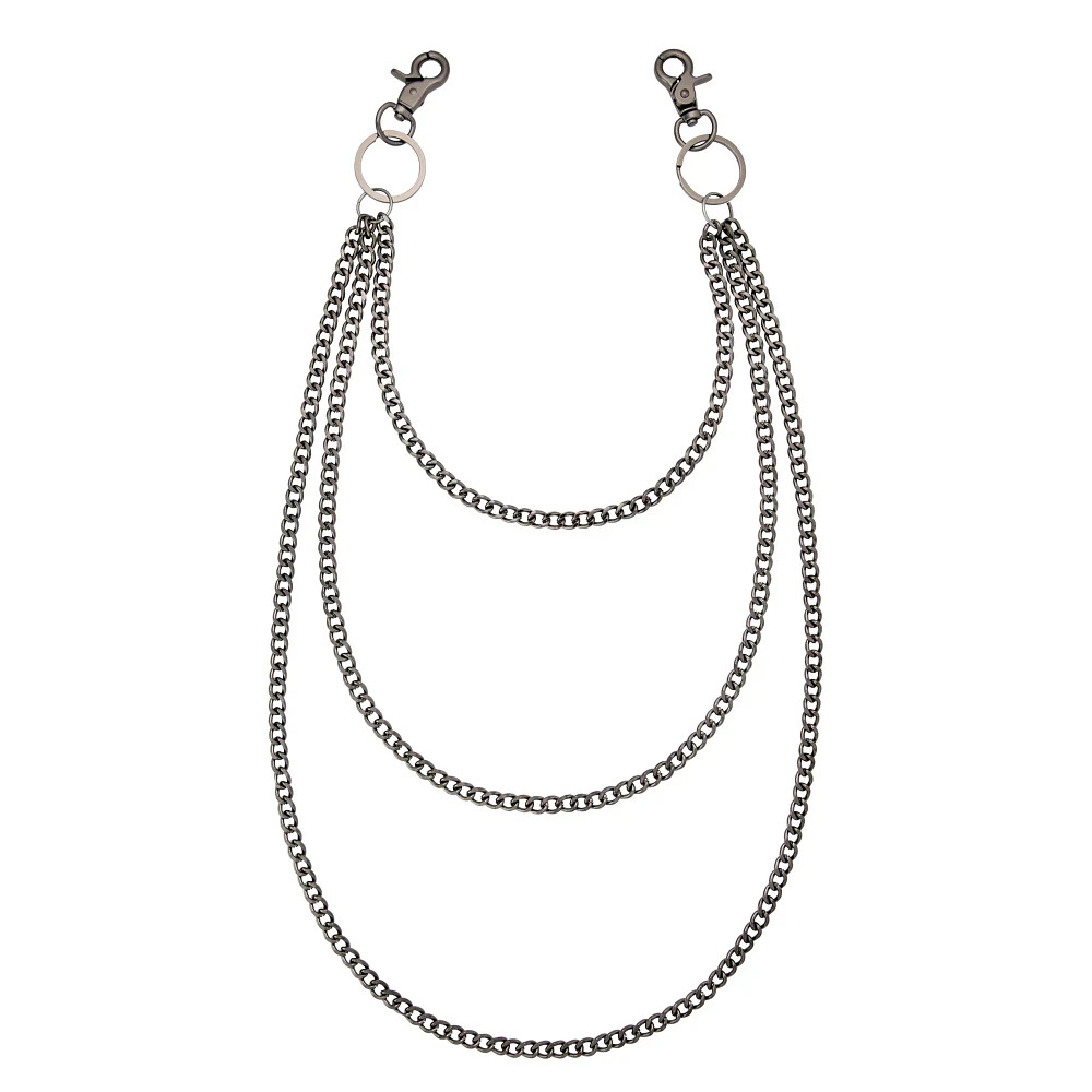 Black Triple Row Curb Wallet Chain