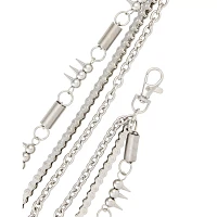 Silvertone Triple Row Spike Coil Wallet Chain