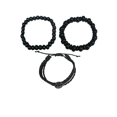 Multi-Pack Black Pentagram Beaded Bracelets - 3 Pack