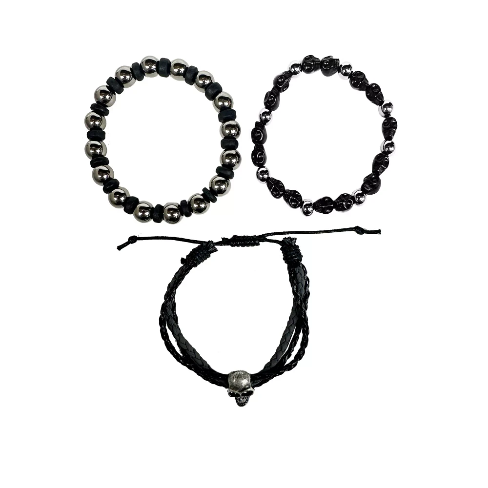 Multi-Pack Skull Cord Bracelets - 3 Pack