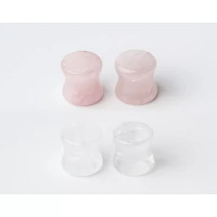 Multi-Pack Clear and Rose Quartz Stone Plugs - 2 Pair