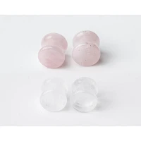 Multi-Pack Clear and Rose Quartz Stone Plugs - 2 Pair