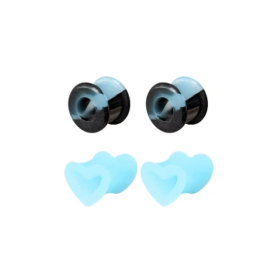 Multi-Pack Blue Heart Silicone Tunnels - 2 Pair