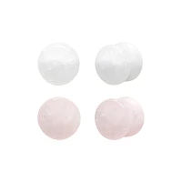 Multi-Pack Clear and Rose Quartz Stone Plugs - 2 Pair