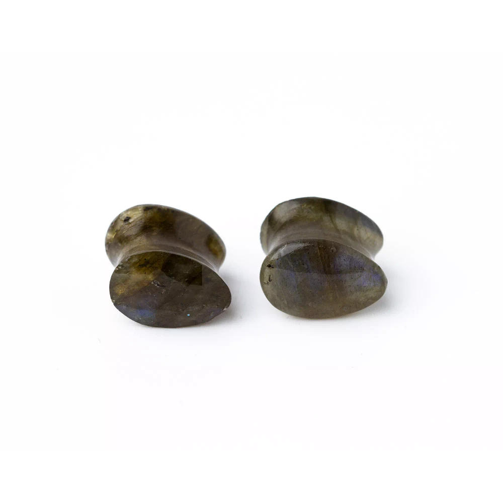 Labradorite Stone Teardrop Plugs