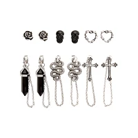 Multi-Pack Cross Snake Skull Earrings - 6 Pair