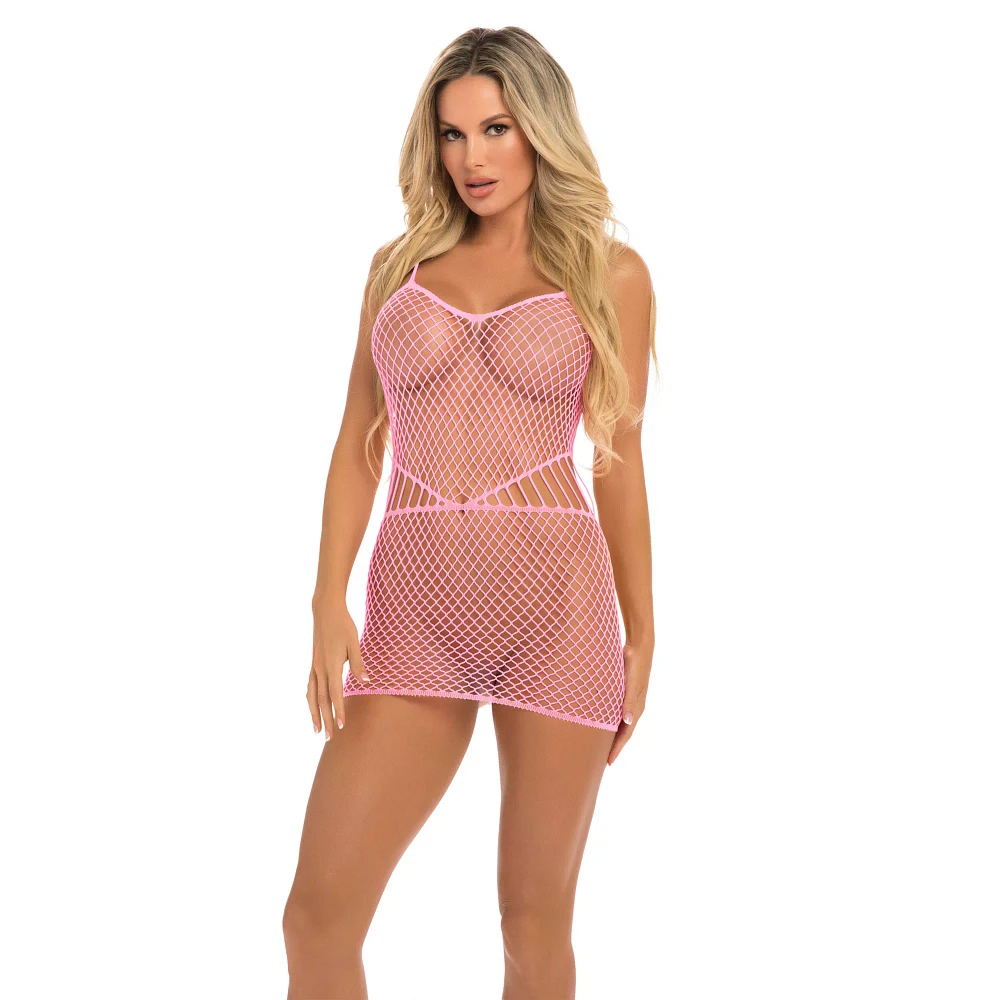 Pink Fishnet Mini Dress