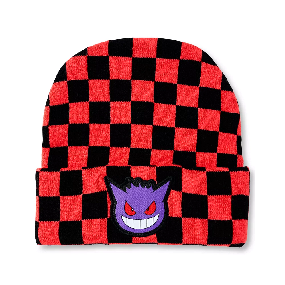 Black and Red Checker Gengar Cuff Beanie Hat - Pokémon