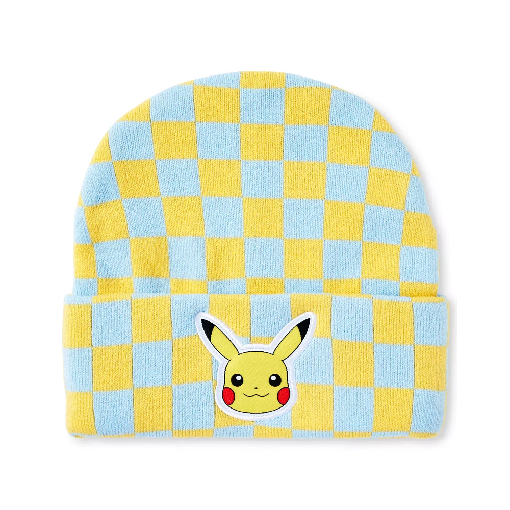 Blue and Yellow Checkered Pikachu Cuff Beanie Hat - Pokémon
