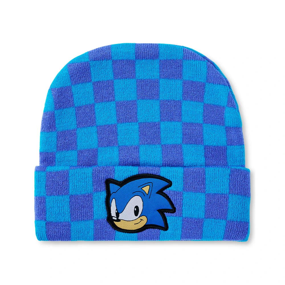 Blue Checkered Sonic the Hedgehog Cuff Beanie Hat