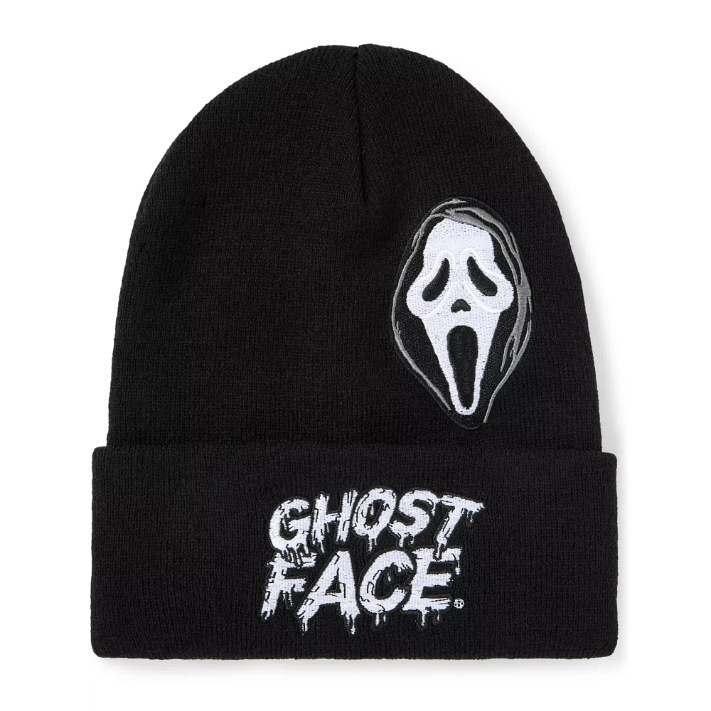 Ghost Face Embroidered Cuff Beanie Hat