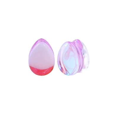 Pink Glass Teardrop Plugs