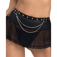 Black Mesh Chain Mini Skirt