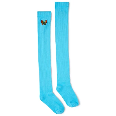 Blue Butterfly Over the Knee Socks