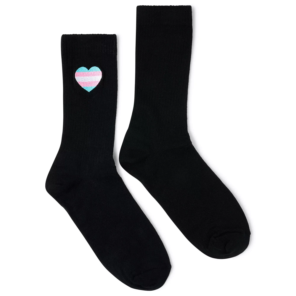 Black Transgender Pride Heart Crew Socks