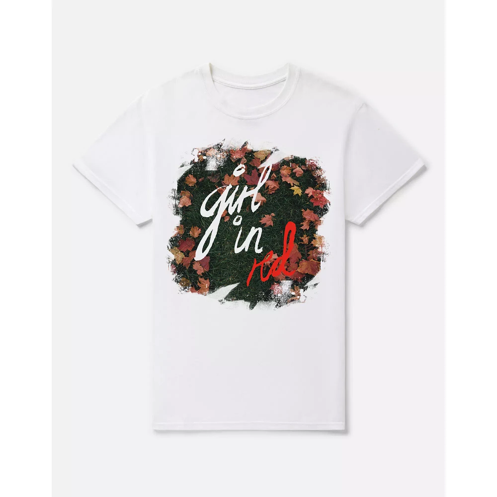 Girl Red Fallen Leaves T Shirt