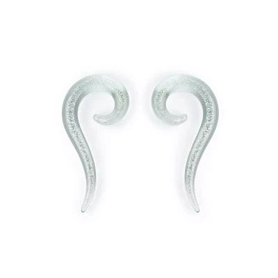 White Iridescent Glass Spiral Tapers