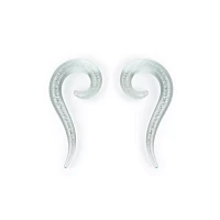 White Iridescent Glass Spiral Tapers