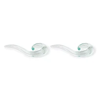 White Iridescent Glass Spiral Tapers
