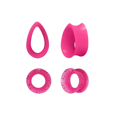 Multi-Pack Pink Teardrop Silicone Tunnels - 2 Pair
