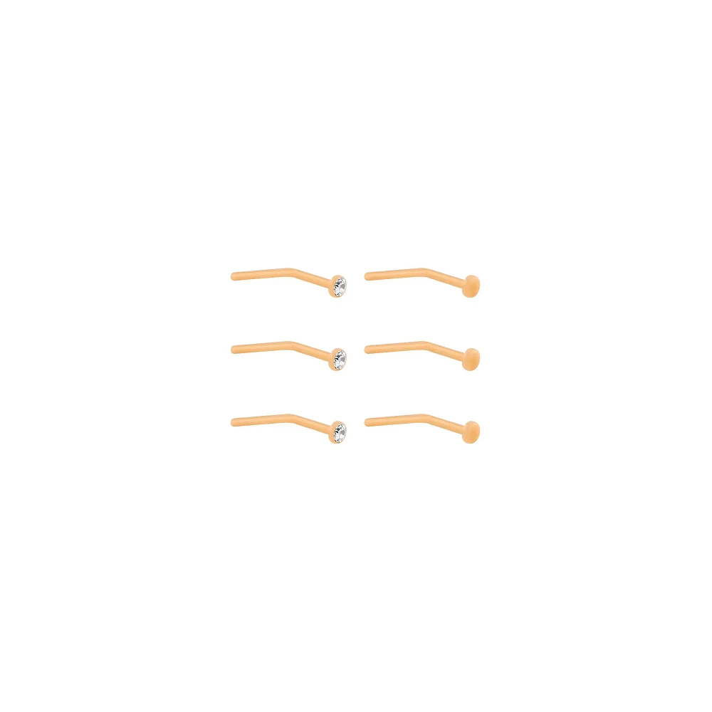 CZ Bioflex Nose Pins 6 Pack - 20 Gauge