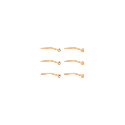 CZ Bioflex Nose Pins 6 Pack - 20 Gauge