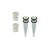 Multi-Pack Acrylic Clear Marble Plugs and Tapers - 2 Pair