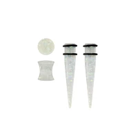 Multi-Pack Acrylic Clear Marble Plugs and Tapers - 2 Pair