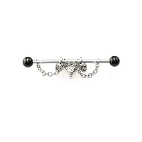 Heart Skull Chain Barbell - 14 Gauge