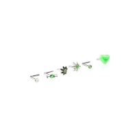 Multi-Pack CZ Green Weed Leaf L-Bend Nose Rings 6 Pack - 20 Gauge