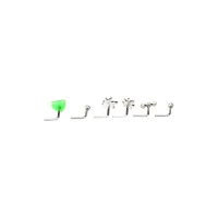 Multi-Pack CZ Green Weed Leaf L-Bend Nose Rings 6 Pack - 20 Gauge