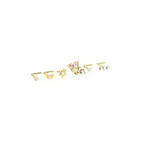 Multi-Pack CZ Goldtone Dangle Butterfly L-Bend Nose Ring 6 Pack - 20 Gauge