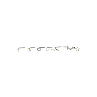 Multi-Pack CZ Dangle Moon L-Bend Nose Ring 6 Pack - 20 Gauge