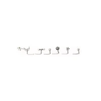 Multi-Pack CZ Dangle Moon L-Bend Nose Ring 6 Pack - 20 Gauge