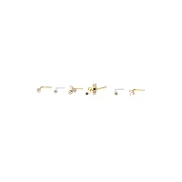 Multi-Pack CZ Silvertone and Goldtone Ornate Circle L-Bend Nose Rings 6 Pack - 20 Gauge