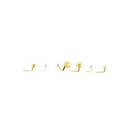 Multi-Pack CZ Silvertone and Goldtone Ornate Circle L-Bend Nose Rings 6 Pack - 20 Gauge