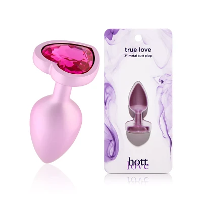 True Love Pink Gem Heart Metal Butt Plug 2.7 Inch - Hott Love