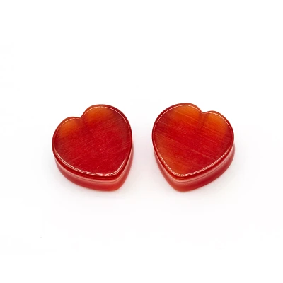 Red Heart Quartz Stone Plugs - 1 Inch
