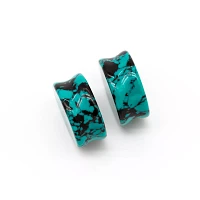 Teal Crackle Stone Plugs