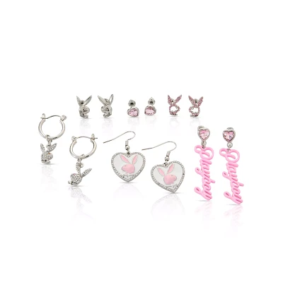 Multi-Pack CZ Playboy Bunny Stud and Stud Dangle Earrings Pack