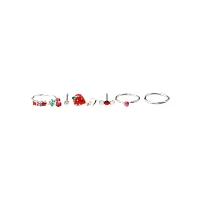 Multi-Pack CZ Berry Nose Pins and Hoop Rings 6 Pack - 20 Gauge