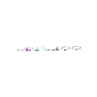 Multi-Pack CZ Blue and Purple Shell Nose Pins and Hoop Nose Rings 6 Pack -20 Gauge