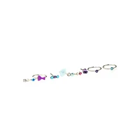 Multi-Pack CZ Blue and Purple Shell Nose Pins and Hoop Nose Rings 6 Pack -20 Gauge