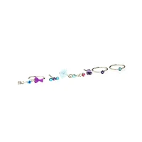 Multi-Pack CZ Blue and Purple Shell Nose Pins and Hoop Nose Rings 6 Pack -20 Gauge